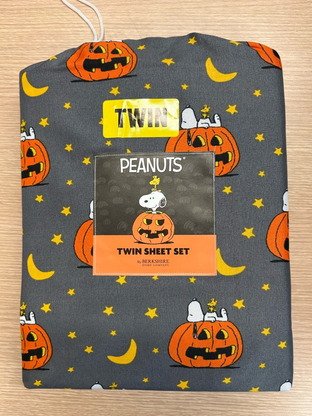 Peanuts Snoopy Halloween Gray 3PC Twin Sheet Set-Pumpkin Moon Star